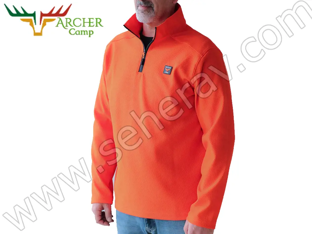 ARCHER CAMP BEE YARIM FERMUAR YAKA UZUN KOLLU TURUNCU T-SHİRT