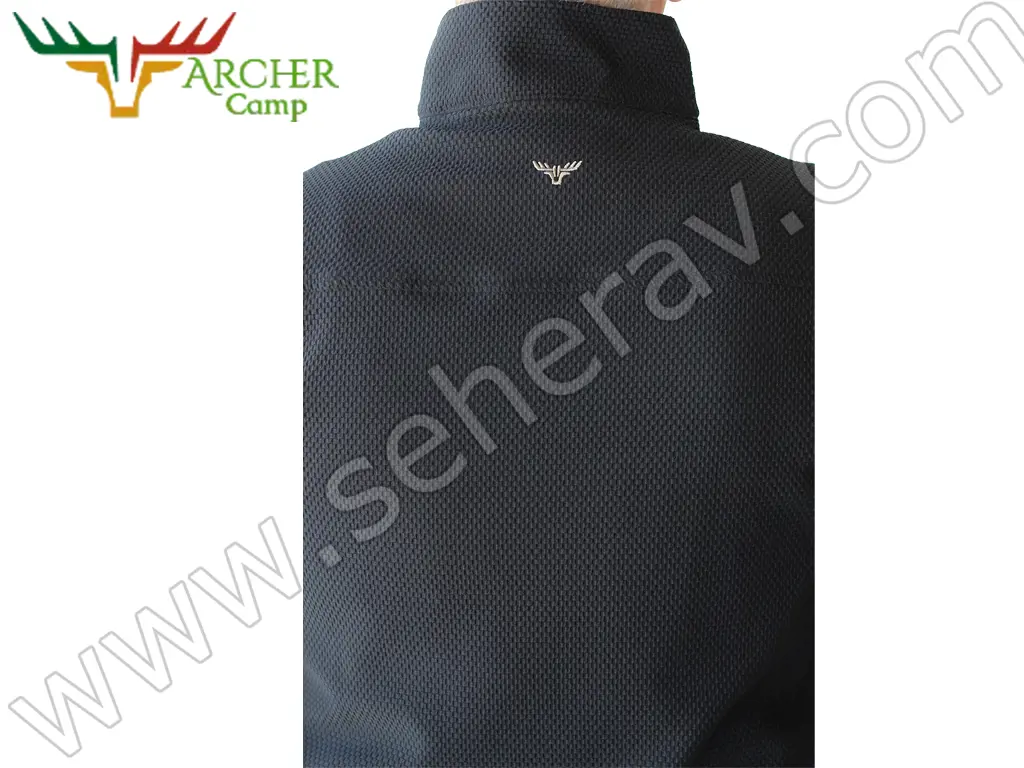 ARCHER CAMP BEE YARIM FERMUAR YAKA UZUN KOLLU SİYAH T-SHİRT