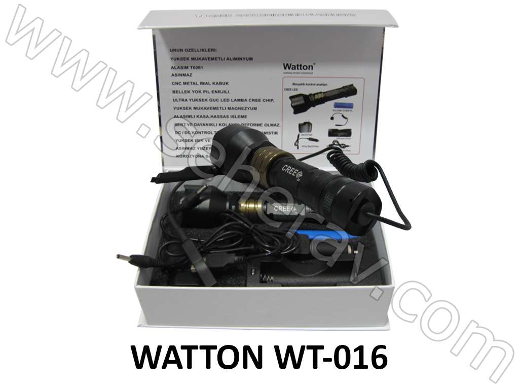 WATTON WT-016 600 LÜMEN TÜFEK APARATLI EL FENERİ BEYAZ IŞIK