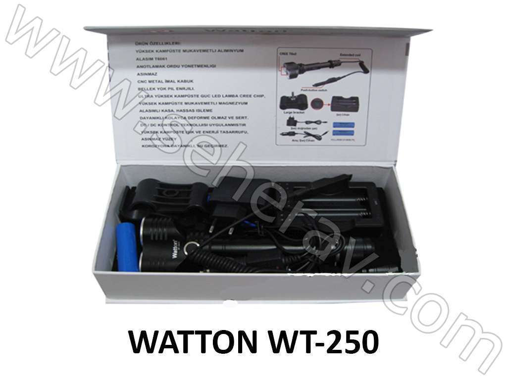 WATTON WT-250 TÜFEK APARATLI EL FENERİ SARI IŞIK